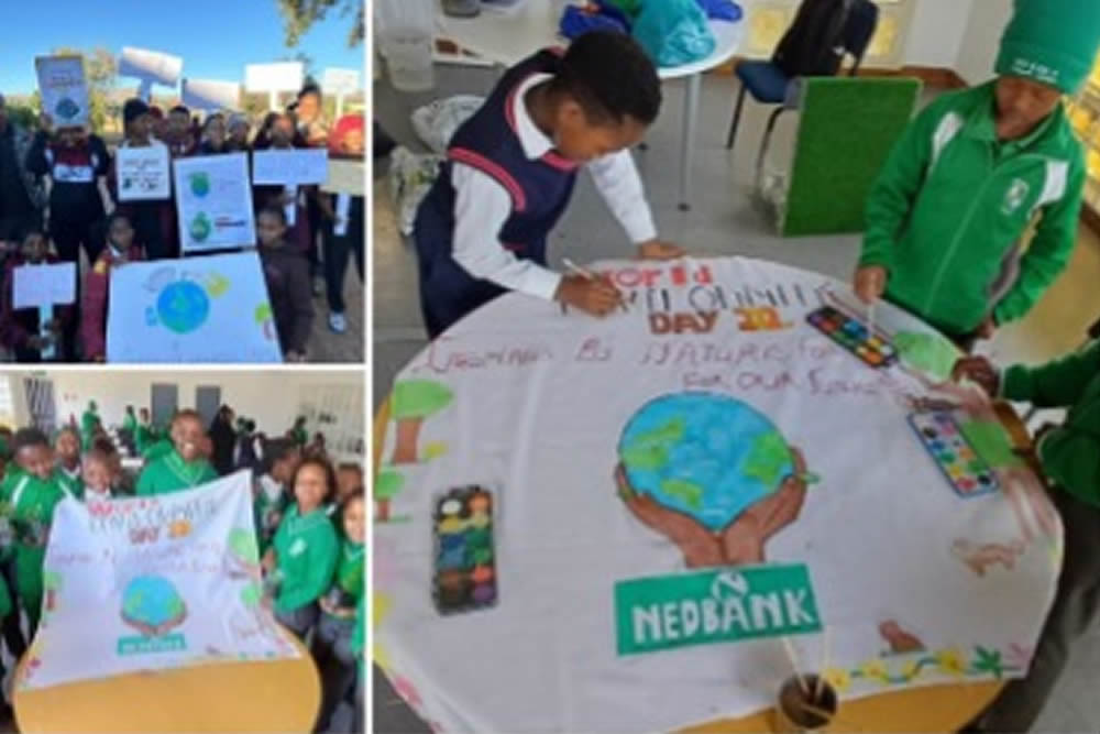 Keledi High School and Bekezela Primary School learners creating pledges